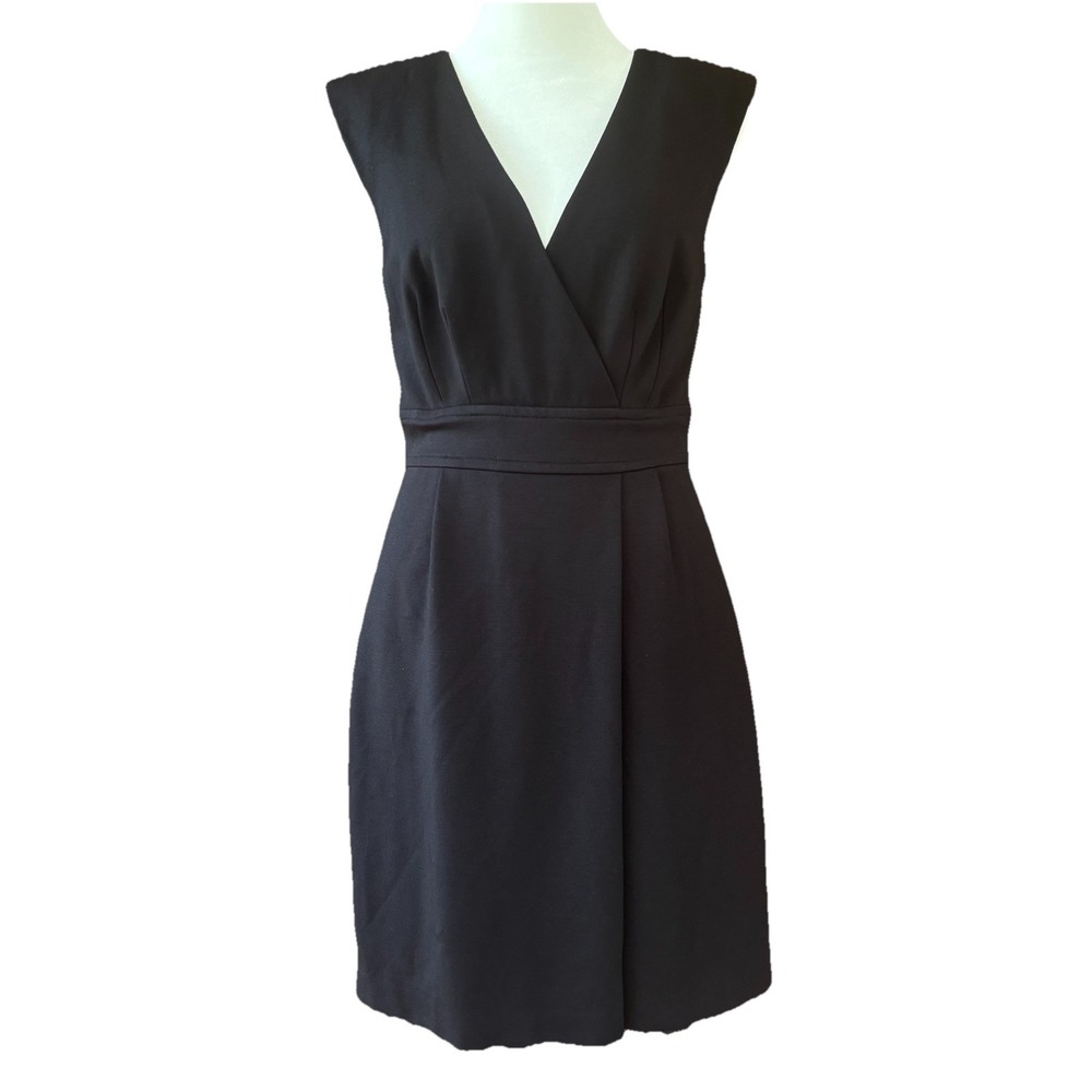 TRINA TURK Black Sheath Dress Women's 4 Sleeveless V Neck Peekaboo Lace Slip